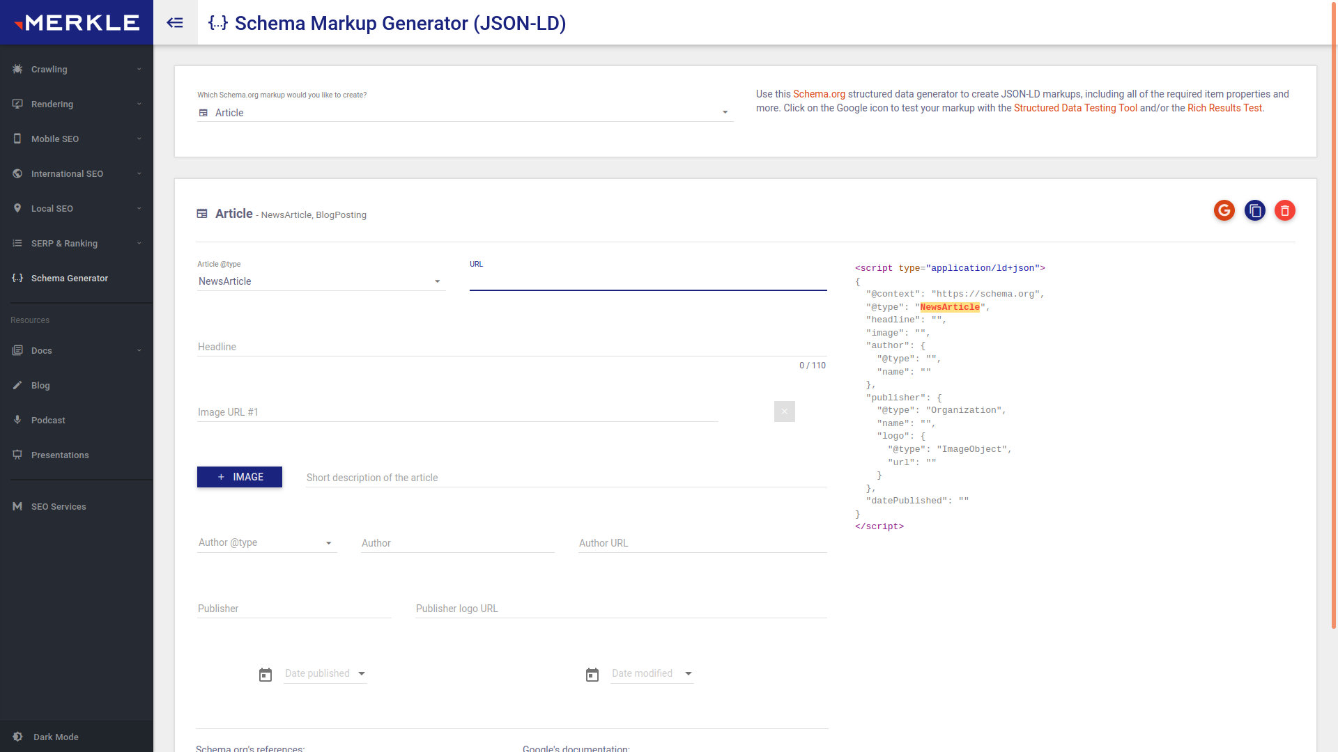 Schema markup generator